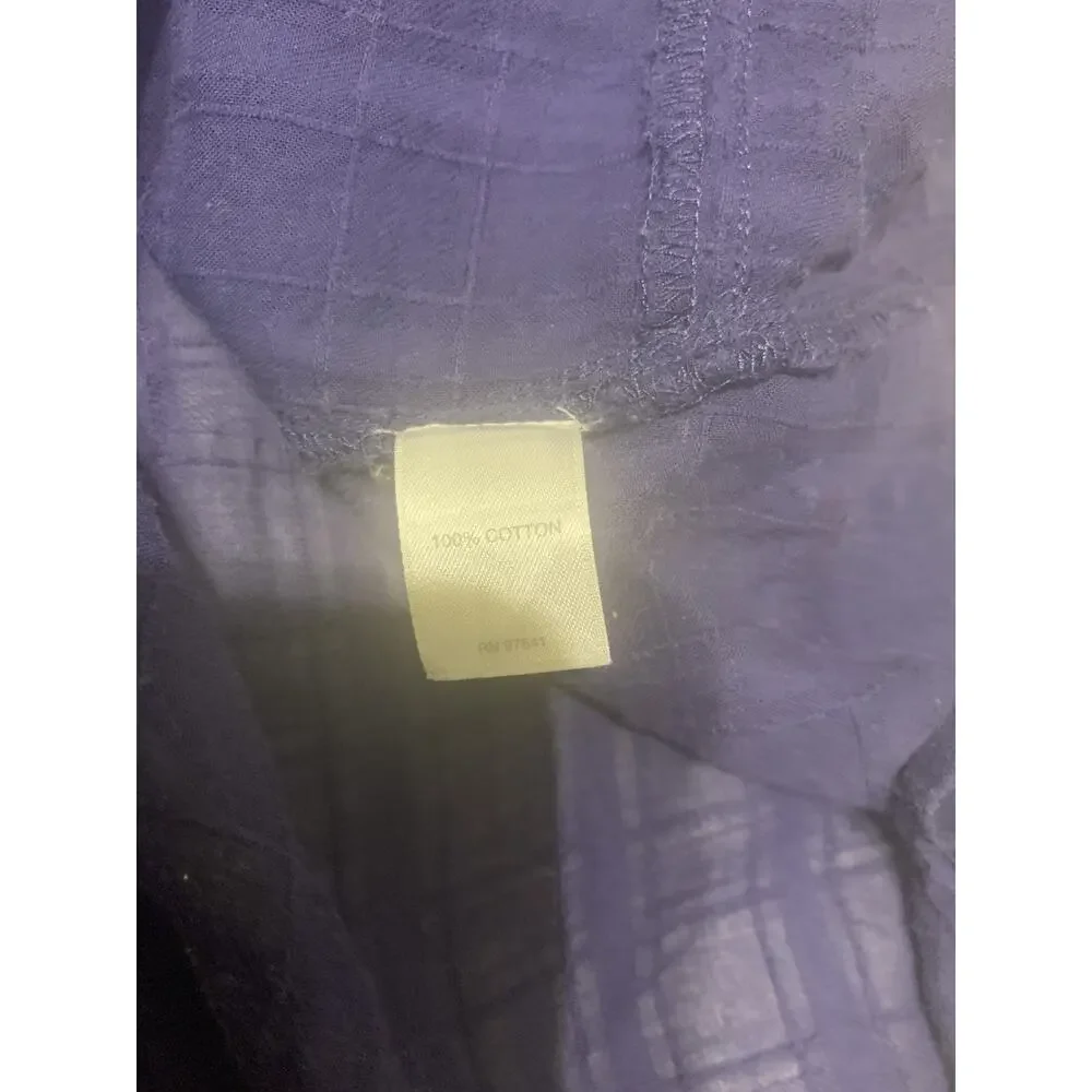 J Jill Navy Semi Sheer Tunic Button Up 3X 100% Cotton Beachy Lightweight - Picture 9 of 11
